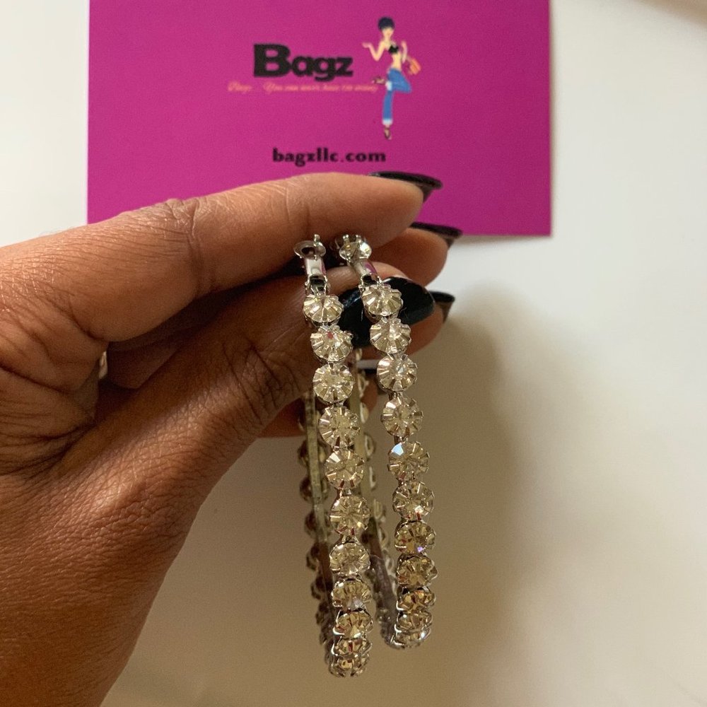 Silver Rhinestone Bling Earrings